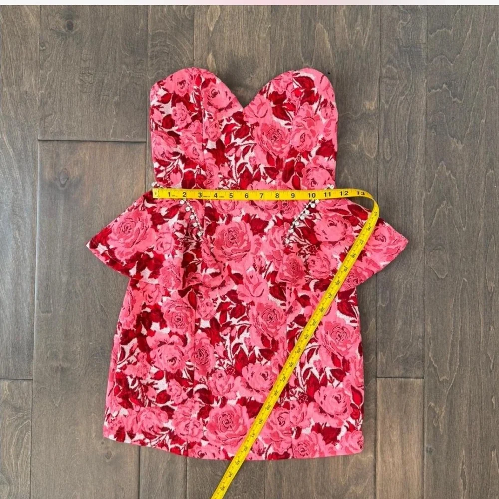 Zara Strapless Pink Floral Dress NWT - Picture 5 of 8